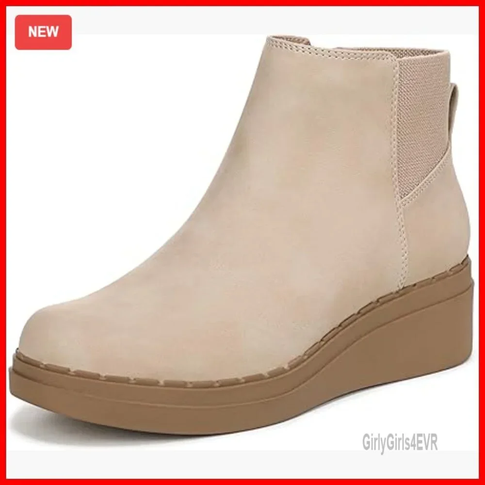 Women's Wedge Booties with Soft Cushioning, Traction Sole, 2.25 Inch Heel